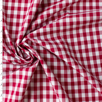 Red and White Gingham Japanese Fine Cotton Poplin #30870 Fabric By The Yard