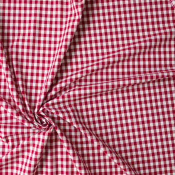 Red and White Gingham Japanese Fine Cotton Poplin #30870 Fabric By The Yard - Wide shot