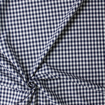 Navy and White Gingham Japanese Fine Cotton Poplin #30871 Fabric By The Yard - Wide shot