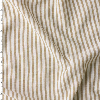 Tan and White Vertical Stripe Rayon Seersucker #30977 Fabric By The Yard