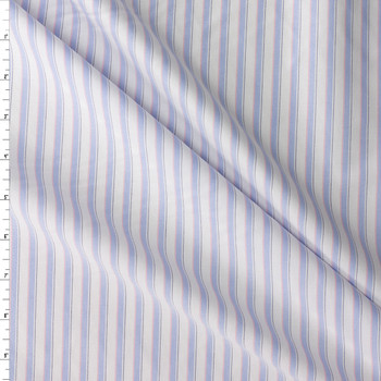 Light Blue, Pink, and White Vertical Stripe Cotton Oxford #30986 Fabric By The Yard