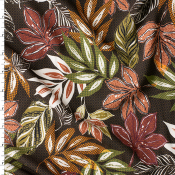 Sage Etched Botanical Rayon Challis #31026 Fabric By The Yard