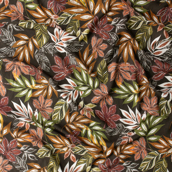 Sage Etched Botanical Rayon Challis #31026 Fabric By The Yard - Wide shot