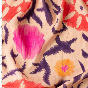 Blush Indigo Painterly Marks Rayon Habotai #31028 Fabric By The Yard