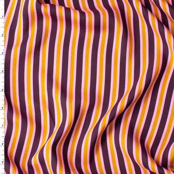 Plum Pink Vertical Retro Stripe Rayon Challis #31030 Fabric By The Yard
