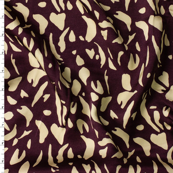 Burgundy Abstract Petals Rayon Charmeuse #31033 Fabric By The Yard