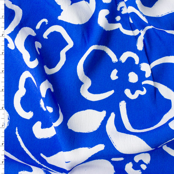 Cornflower Abstract Shapes Rayon Crepe De Chine #31038 Fabric By The Yard