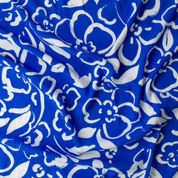 Cornflower Abstract Shapes Rayon Crepe De Chine #31038 Fabric By The Yard - Wide shot