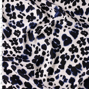 Ivory Black Bold Leopard Rayon Challis #31044 Fabric By The Yard