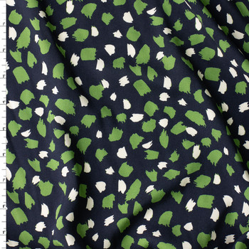 Midnight Moss Abstract Dot Rayon Challis #31051 Fabric By The Yard