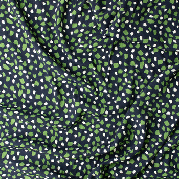 Midnight Moss Abstract Dot Rayon Crepe De Chine #31052 Fabric By The Yard - Wide shot