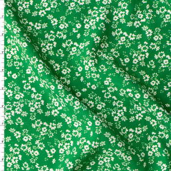 Spring Green Tiny Floral Rayon Crepe De Chine #31054 Fabric By The Yard