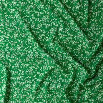 Spring Green Tiny Floral Rayon Crepe De Chine #31054 Fabric By The Yard - Wide shot