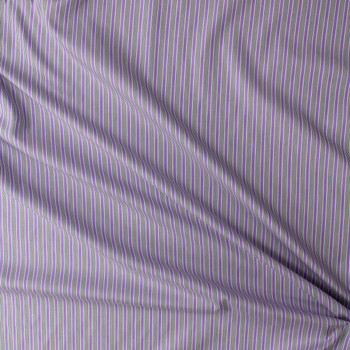 Lilac, Black, and White Vertical Stripe Fine Cotton Shirting #31116 Fabric By The Yard - Wide shot