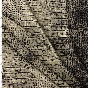 Black and Taupe Reptile Skin Rayon/Spandex Jersey Knit #31128 Fabric By The Yard