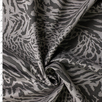 Charcoal and Silver Abstract Animal Stretch Suede Knit #31141 Fabric By The Yard