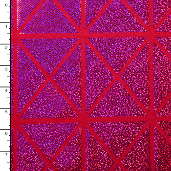 Hot Pink on Red Geometric Holographic 4-way Stretch Nylon/Lycra