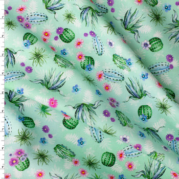 Desert Blooms - Aqua Quilter’s Cotton from Robert Kaufman #31176 Fabric By The Yard