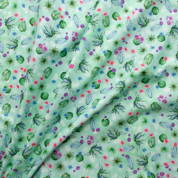 Desert Blooms - Aqua Quilter’s Cotton from Robert Kaufman #31176 Fabric By The Yard - Wide shot
