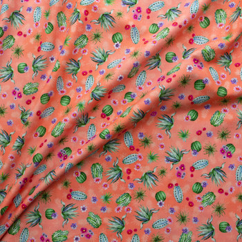 Desert Blooms - Coral Quilter’s Cotton from Robert Kaufman #31177 Fabric By The Yard - Wide shot