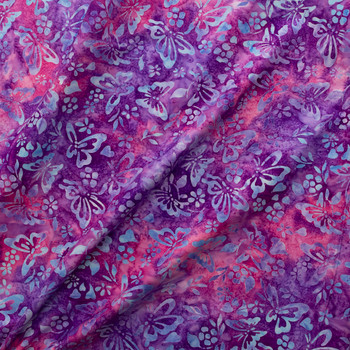 Totally Tropical - Fuchsia Indonesian Cotton Batik from Robert Kaufman #31187 Fabric By The Yard - Wide shot