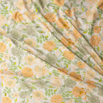 Gathered Foraged Garland Poppy Stretch Cotton Jersey Knit from Art Gallery Fabrics #31217 Fabric By The Yard - Wide shot