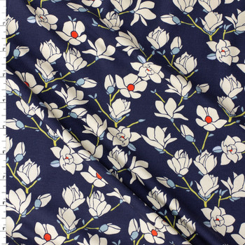 Charleston Magnolia Nightfall Stretch Cotton Jersey Knit from Art Gallery Fabrics #31219 Fabric By The Yard