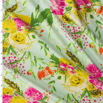 Wild Bloom Summer Bouquet Clear Stretch Cotton Jersey Knit from Art Gallery Fabrics #31223 Fabric By The Yard