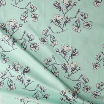 Wild Bloom Floral Sketch Mint Cotton Poplin from Art Gallery Fabrics #31250 Fabric By The Yard - Wide shot