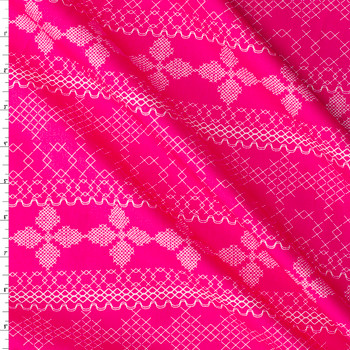 Wild Bloom Cross & Stitch Raspberry Cotton Poplin from Art Gallery Fabrics #31263 Fabric By The Yard