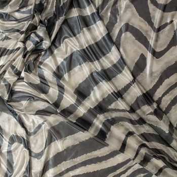 Metallic Ivory and Black Zebra Power Mesh #31272 Fabric By The Yard - Wide shot