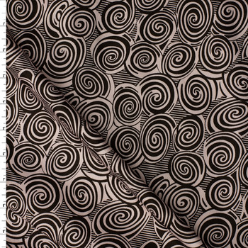 Blush and Brown Swirl Stretch Cotton Sateen #31308 Fabric By The Yard