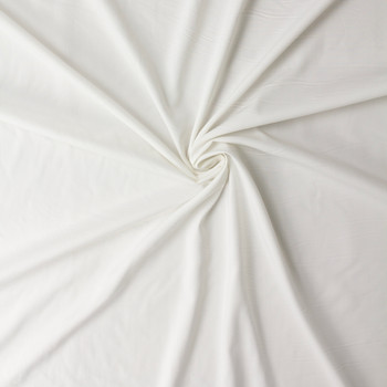Warm White Stretch Lightweight Rayon Micro Twill #31370 Fabric By The Yard - Wide shot