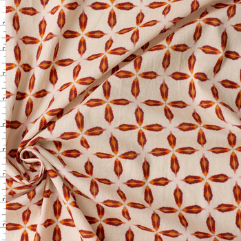 Rust on Ivory Geo Cotton Lawn #31381 Fabric By The Yard