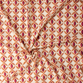 Rust on Ivory Geo Cotton Lawn #31382 Fabric By The Yard - Wide shot
