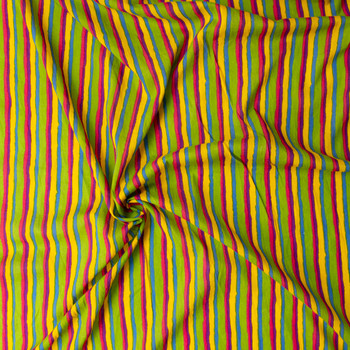 Multi Vertical Spring Stripe  Cotton Lawn #31389 Fabric By The Yard - Wide shot