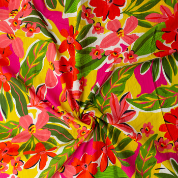 Bright Island Floral Cotton Lawn #31390 Fabric By The Yard - Wide shot