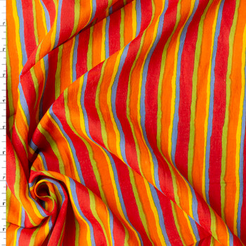 Multi Vertical Summer Stripe  Cotton Lawn #31391 Fabric By The Yard