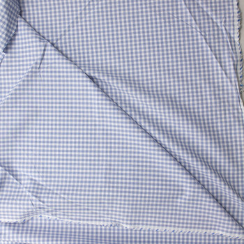 Light Blue and White Plaid Designer Cotton Shirting #31397 Fabric By The Yard - Wide shot
