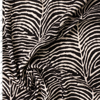 Black and Ivory Zebra Print Embroidered Cotton Lawn #31401 Fabric By The Yard