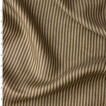 Canyon Olive Vertical Stripe European Designer Herringbone Linen #31436 Fabric By The Yard