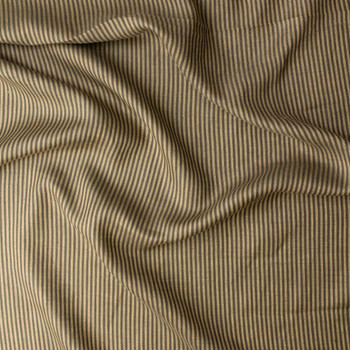 Canyon Olive Vertical Stripe European Designer Herringbone Linen #31436 Fabric By The Yard - Wide shot