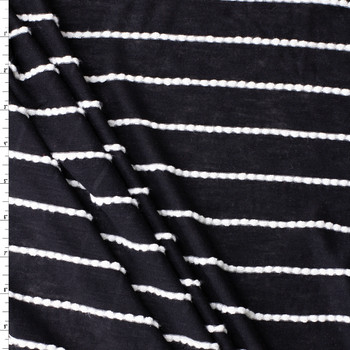 White on Black Scalloped Rayon/Spandex Jersey Knit #31467 Fabric By The Yard