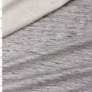 Heather Grey and White Reversible Double Jersey Knit #31469 Fabric By The Yard