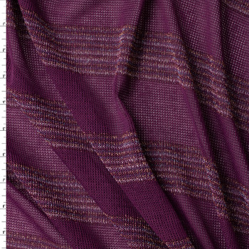 Plum Horizontal Sparkle Stripe Lightweight Sweater Knit #31473 Fabric By The Yard