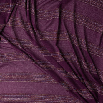 Plum Horizontal Sparkle Stripe Lightweight Sweater Knit #31473 Fabric By The Yard - Wide shot