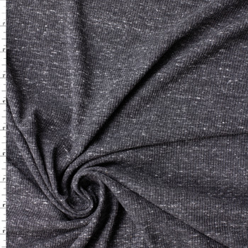 Charcoal Melange Cotton Rib Knit #31483 Fabric By The Yard