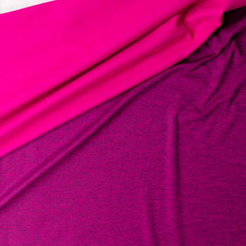 Hot Pink Heather Stretch Brushed Athletic Knit from Rainbeau #31487 Fabric By The Yard - Wide shot