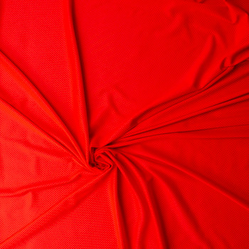 Bright Red Orange Textured Athletic Knit from Rainbeau #31493 Fabric By The Yard - Wide shot