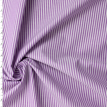 Lavender and White Chambray Stripe Cotton Shirting #31517 Fabric By The Yard